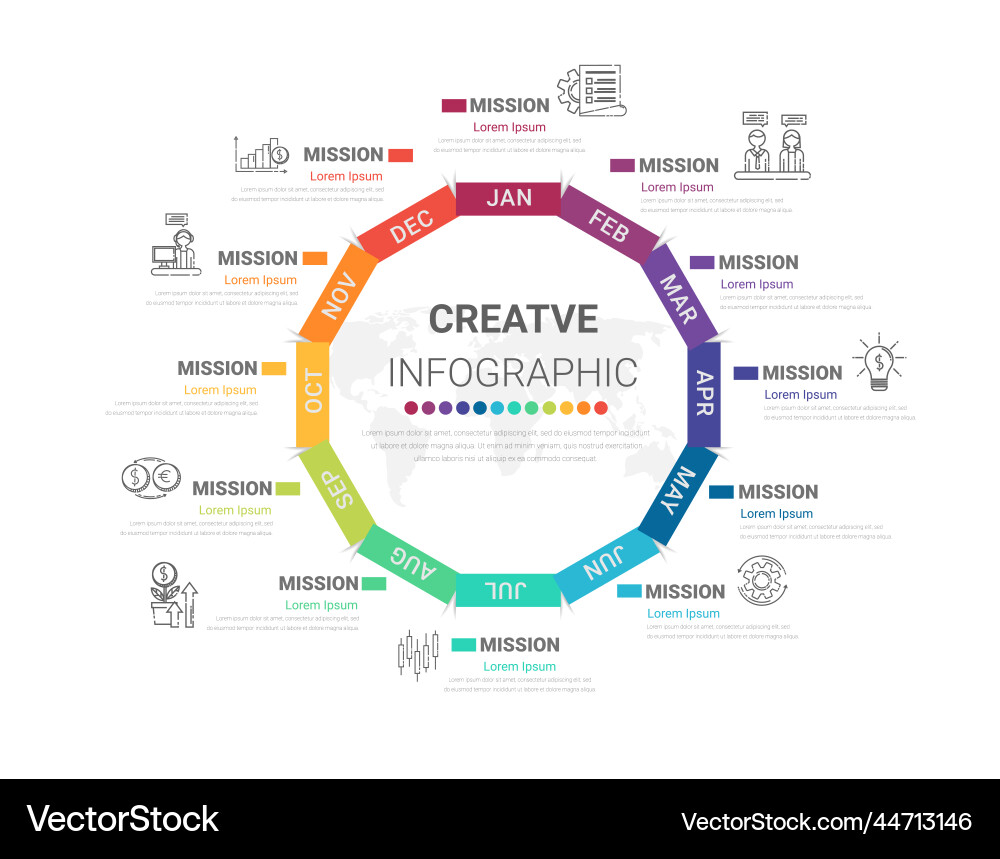 Infographic elements circle design for all month Infographic elements circle design for all month vector image