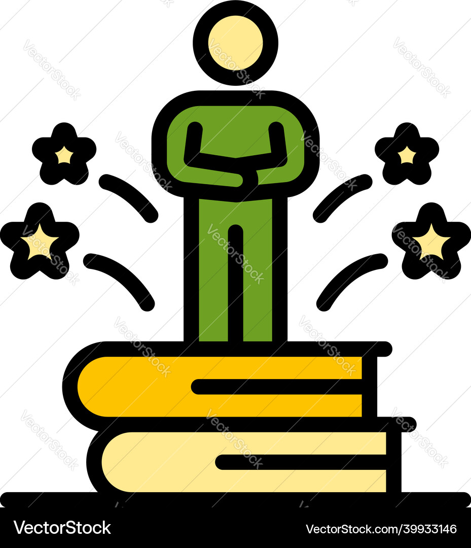 Interview book stack icon color outline Interview book stack icon color outline vector image