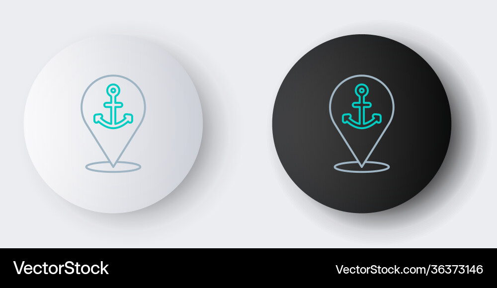 Line map pointer with anchor icon isolated on grey Line map pointer with anchor icon isolated on grey vector image