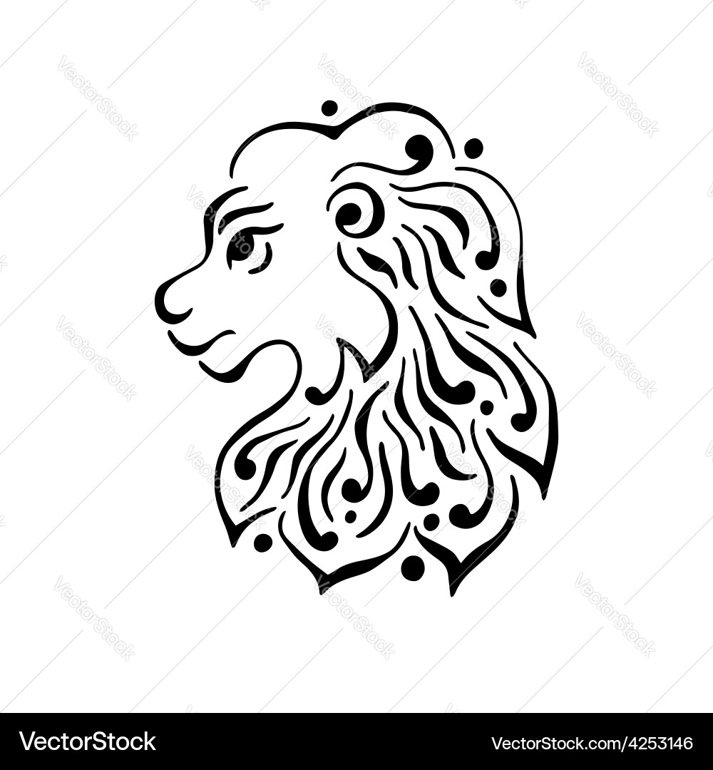 Lion Head Silhouette Vector Image