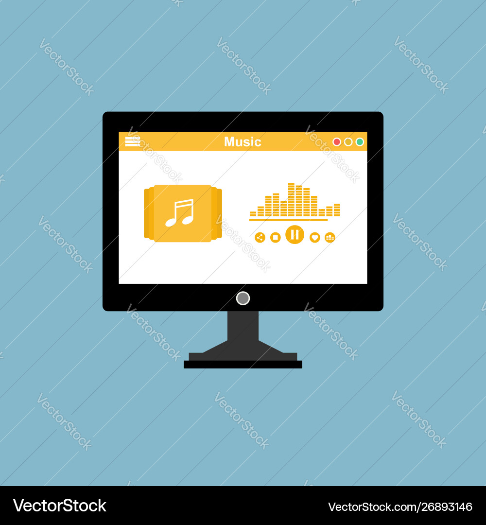 Media player application app template with flat Media player application app template with flat vector image
