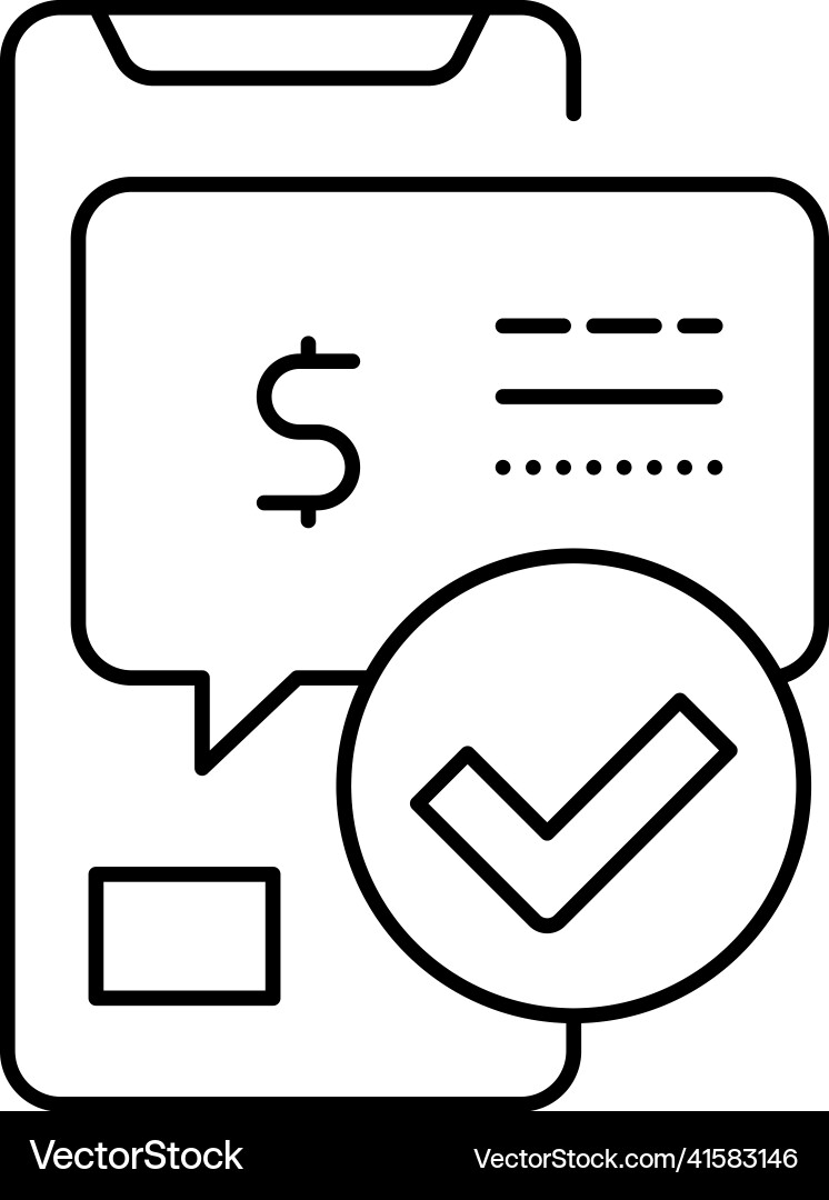 Message approved payment line icon Vector Image