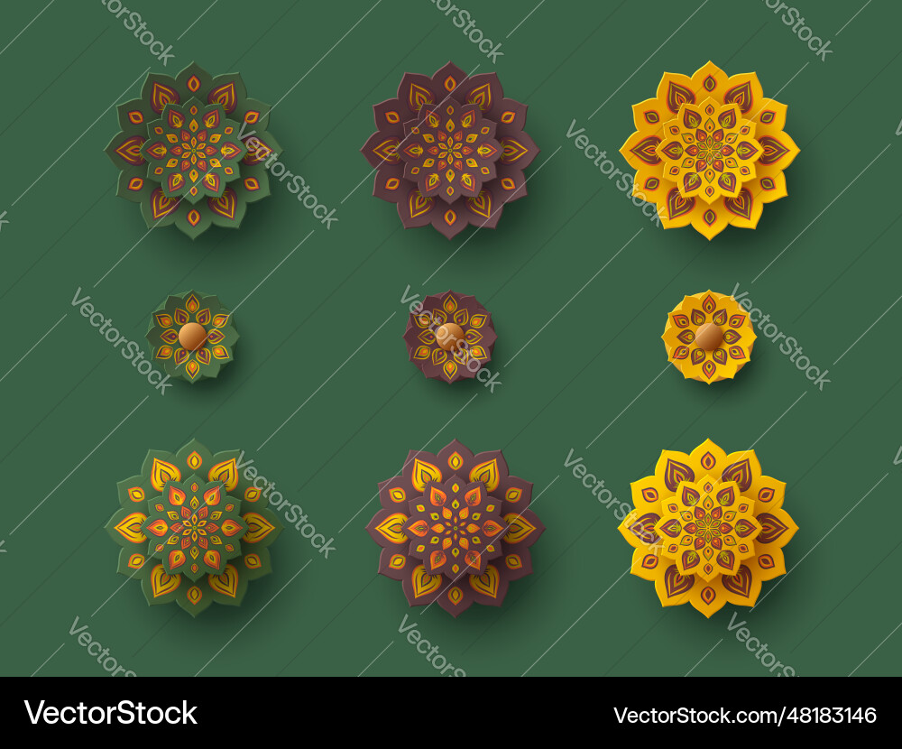 Paper cut style of indian rangoli Paper cut style of indian rangoli vector image