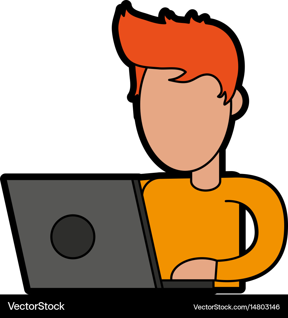 Person using laptop computer icon image Vector Image