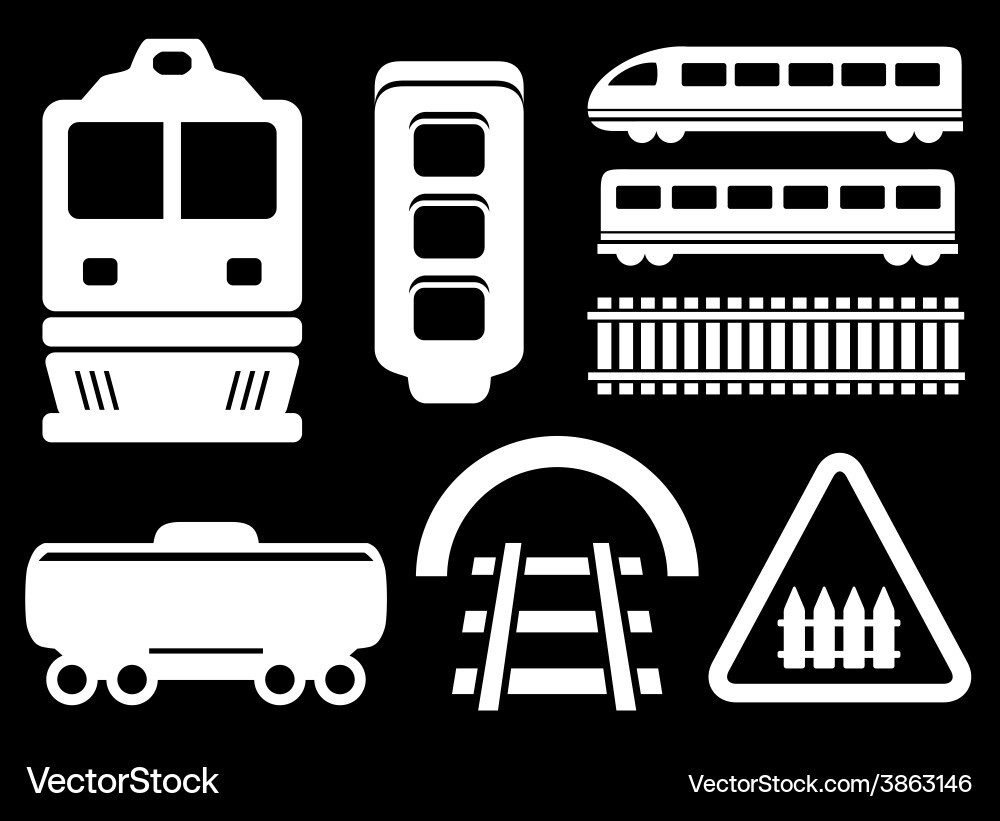 Railway Objects Collection vector image