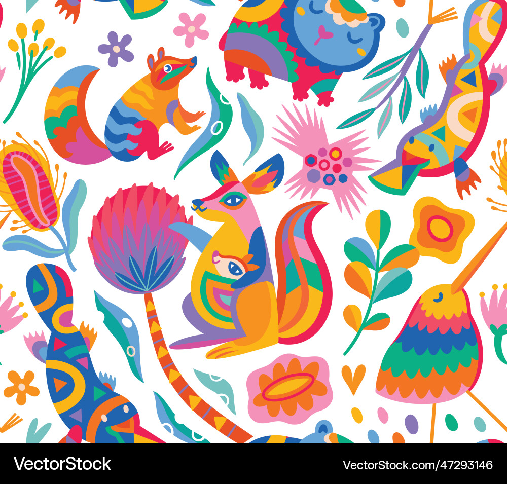 Seamless pattern with abstract australian animals Vector Image
