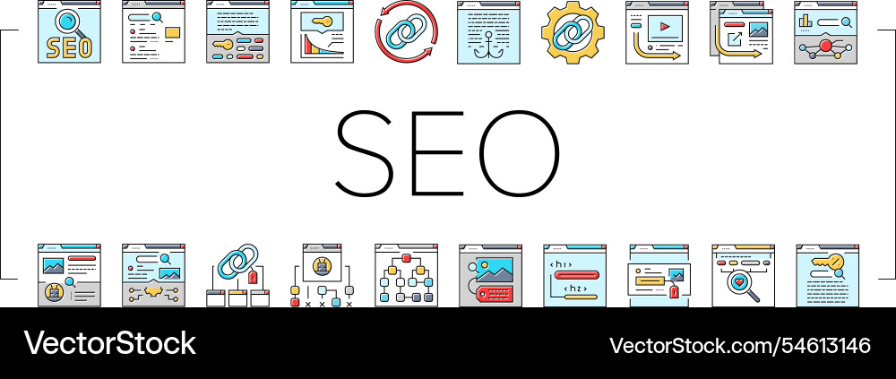 Seo optimize community icons set Vector Image