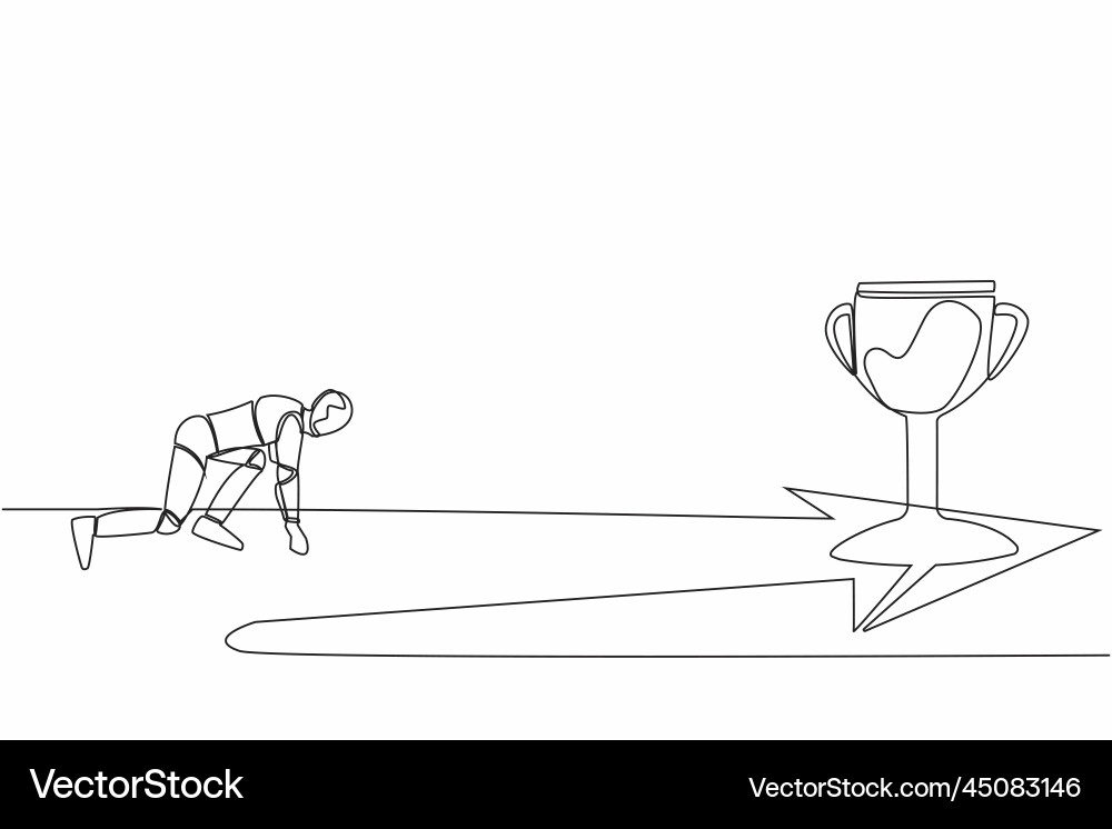 Single one line drawing side view robot ready Vector Image
