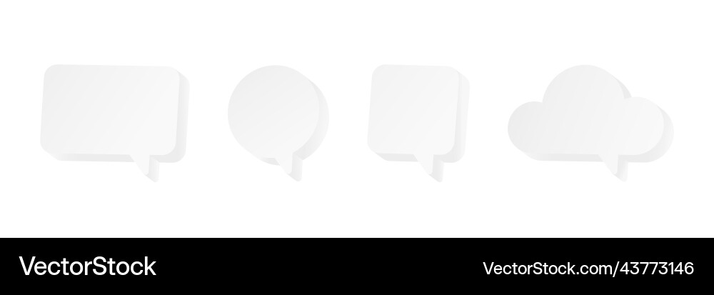 White 3d speech bubble set chat message icon White 3d speech bubble set chat message icon vector image