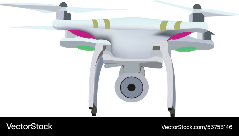 White drone with camera is hovering vector image
