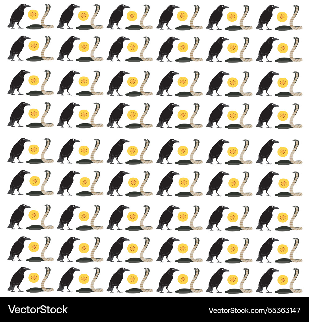 Crow cobra with fruit as a pattern background Crow cobra with fruit as a pattern background vector image