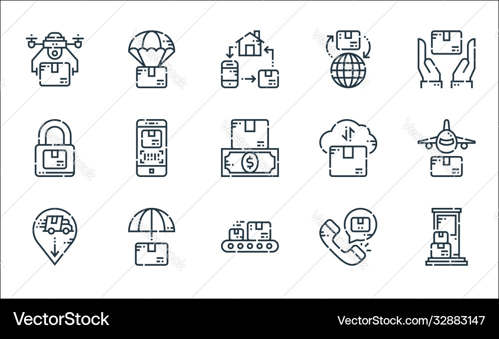 Delivery line icons linear set quality Delivery line icons linear set quality vector image
