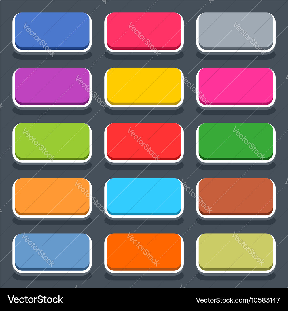Flat blank web button rounded rectangle icon vector image