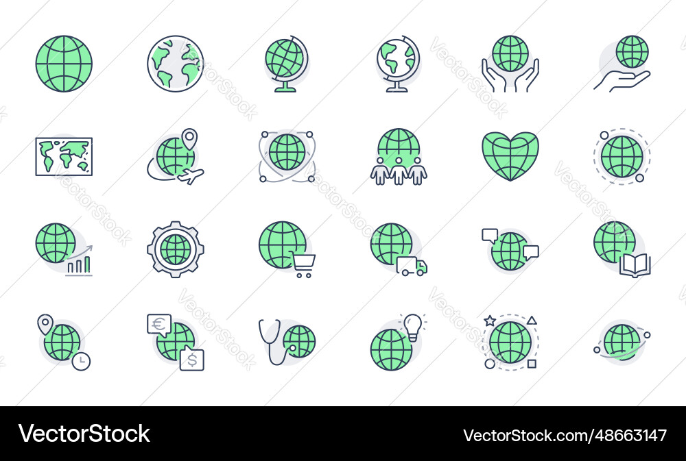 Globe line icons include icon Royalty Free Vector Image