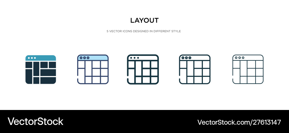 Layout icon in different style two colored Vector Image