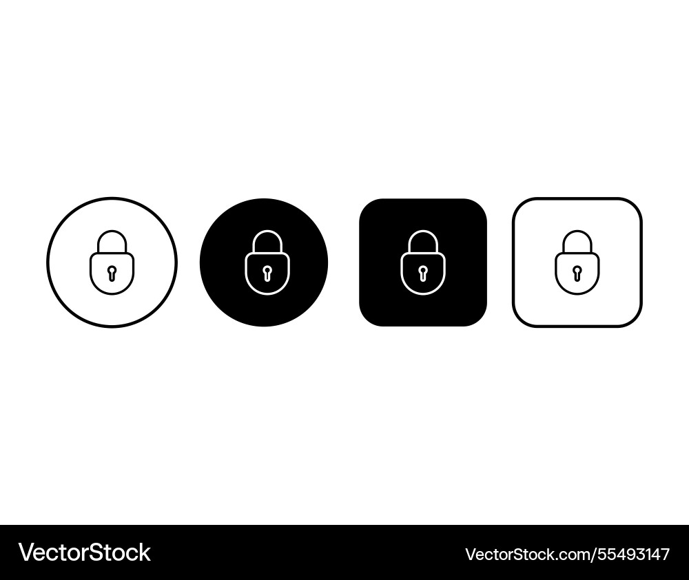 Minimalistic security button collection with lock Minimalistic security button collection with lock Vector Image
