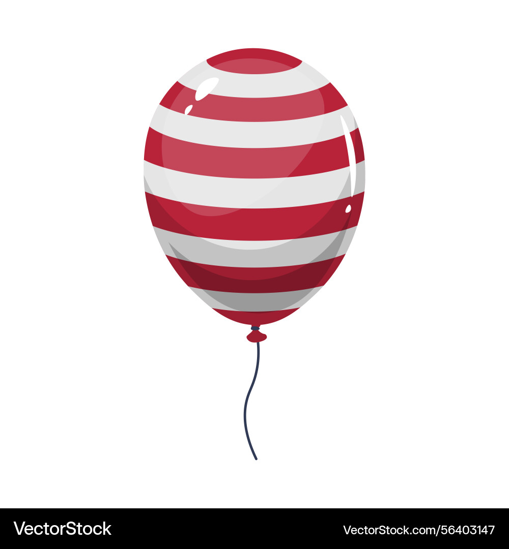Red striped balloon with string in flat design vector image