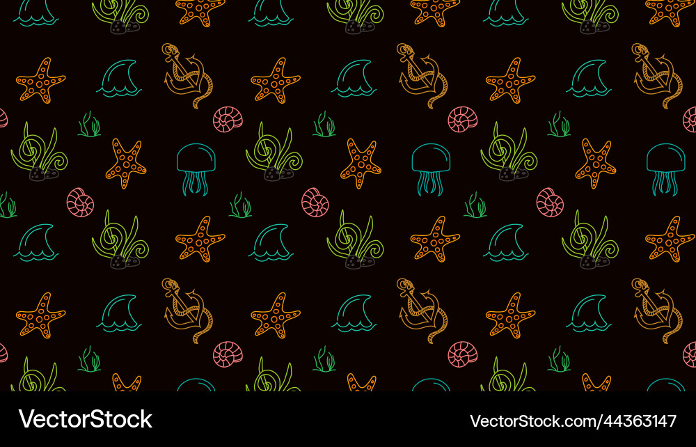 Seamless pattern with shells and fish Vector Image