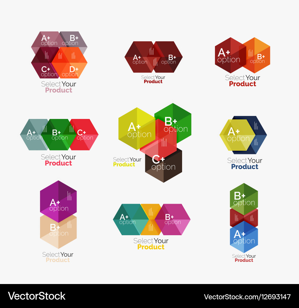 Set of business hexagon layouts with text vector image