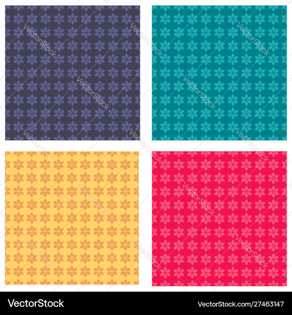 Snowflake seamless pattern with 4 color vector image