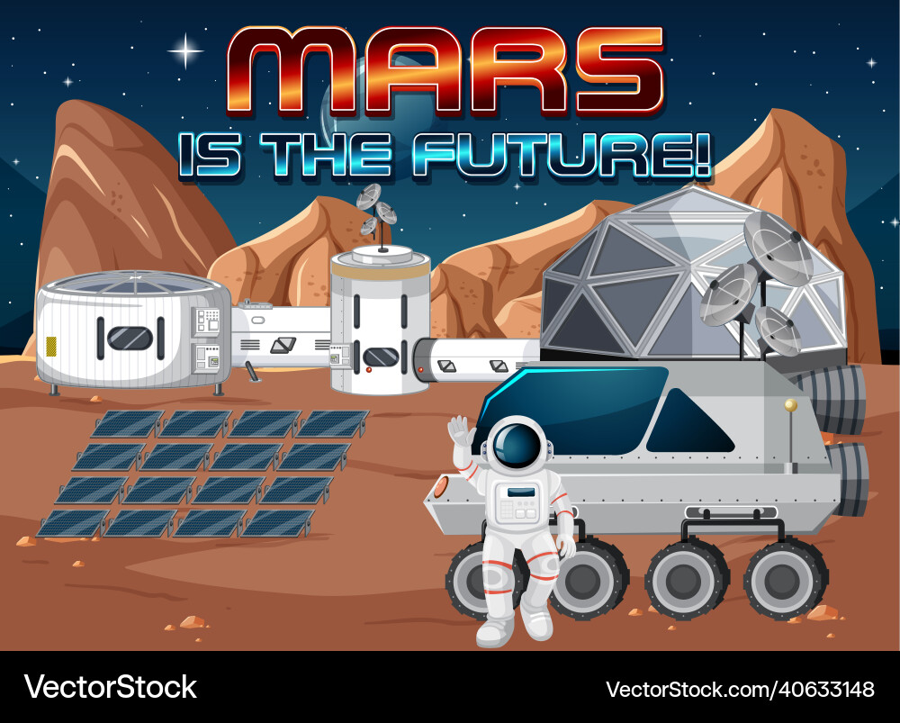 Astronaut space station on planet with mars Astronaut space station on planet with mars vector image