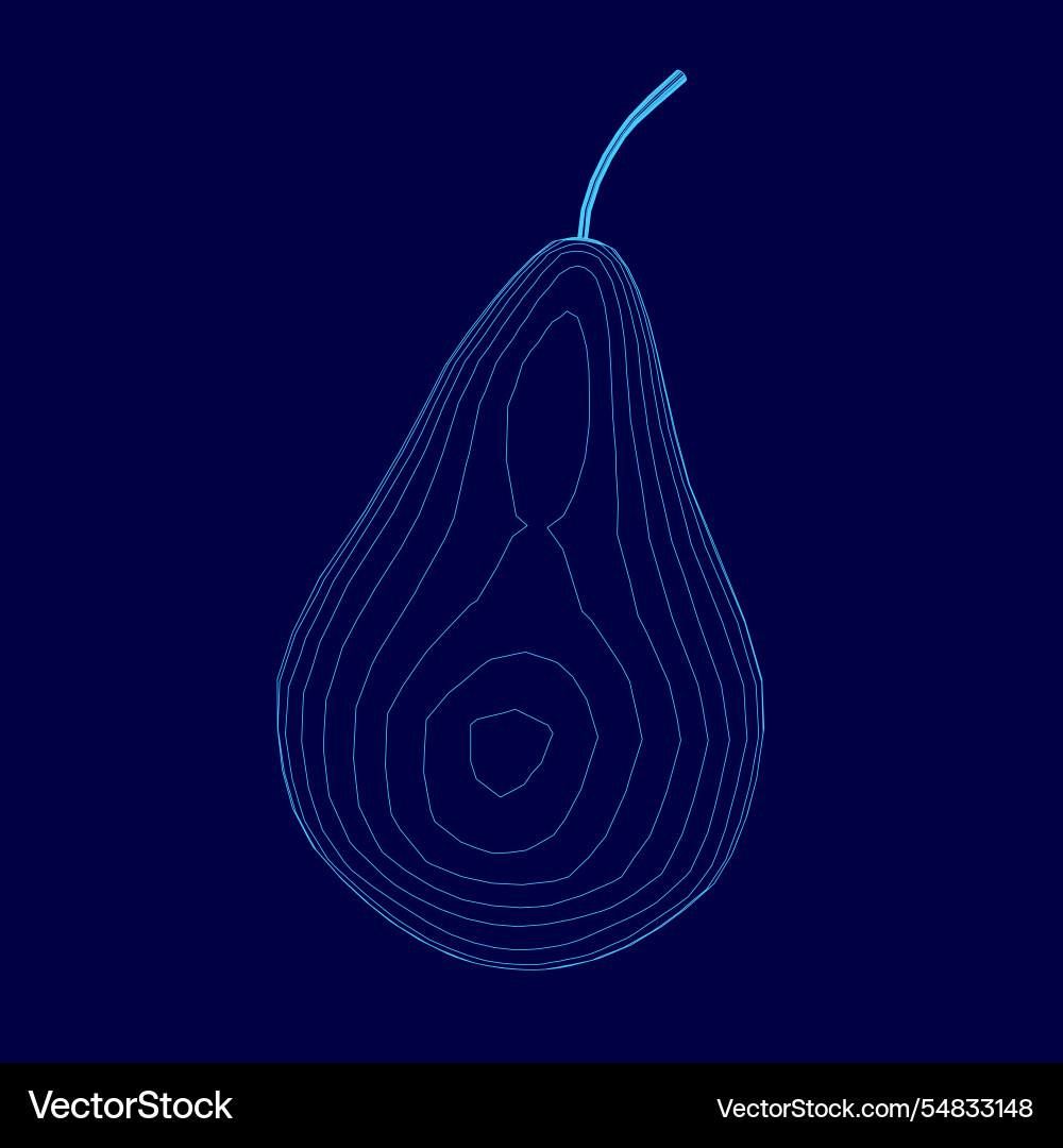 Blue image of a pear with stem Blue image of a pear with stem vector image