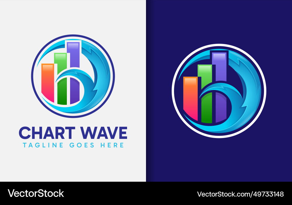Chart wave logo design colorful statistic vector image