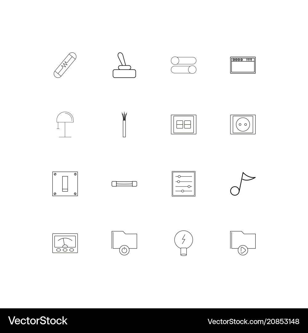 Electrical linear thin icons set outlined simple vector image