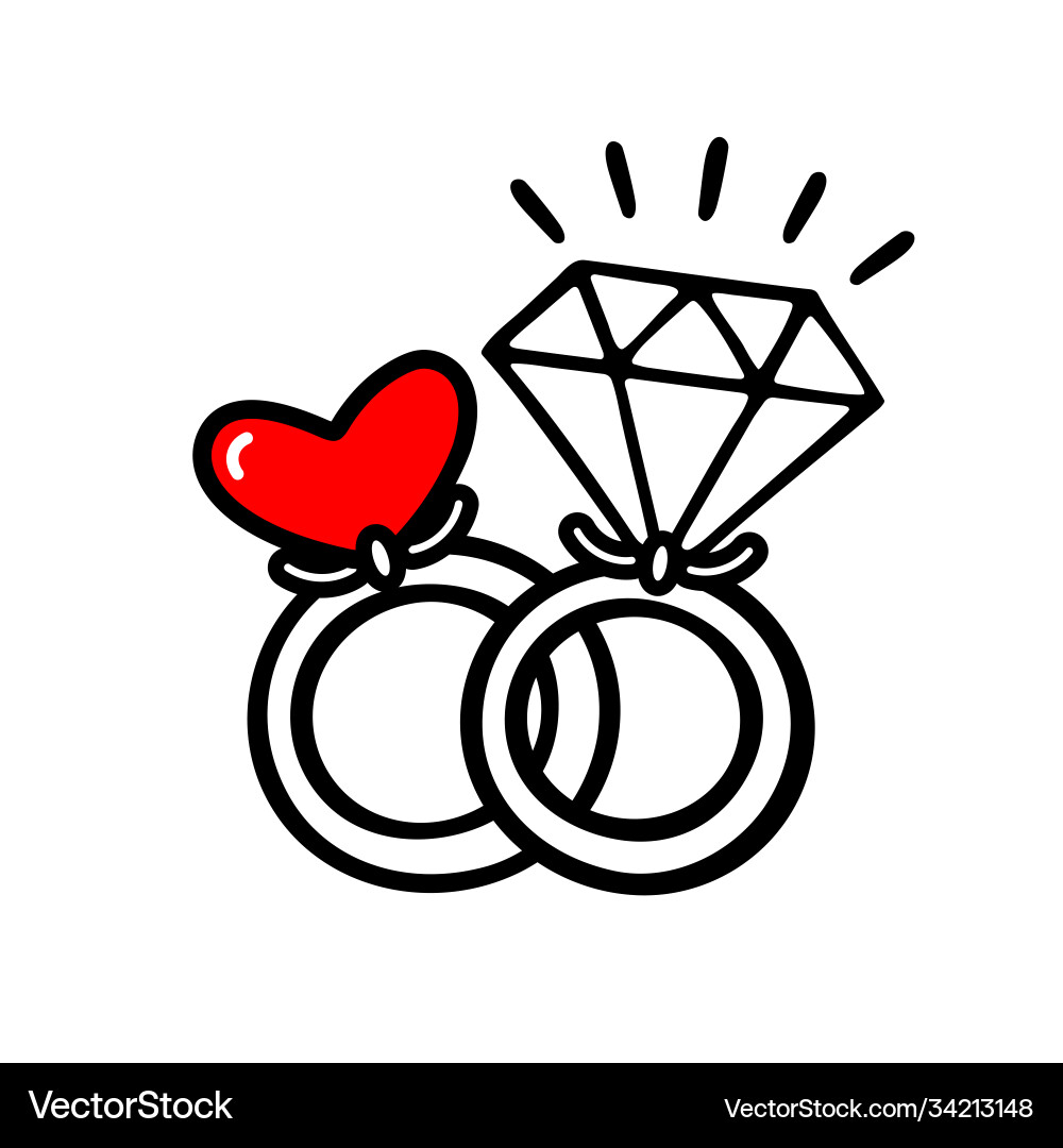 Engagement ring doodle Royalty Free Vector Image