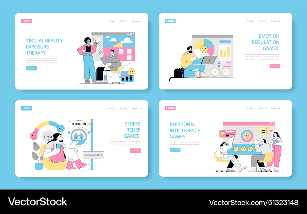 Gamification in psychotherapy flat Royalty Free Vector Image