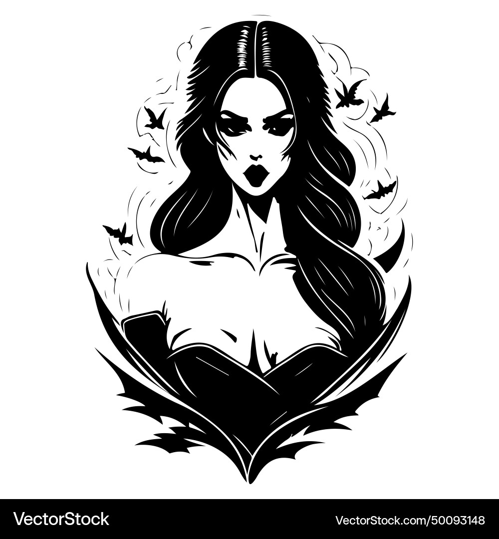 Halloween beautiful girl vampire scary sketch draw Halloween beautiful girl vampire scary sketch draw vector image