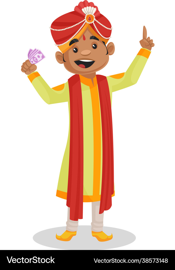 Indian groom cartoon character vector image