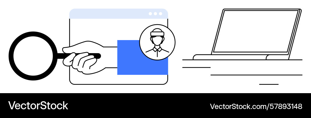 Magnifying glass analyzing user profile Magnifying glass analyzing user profile Vector Image