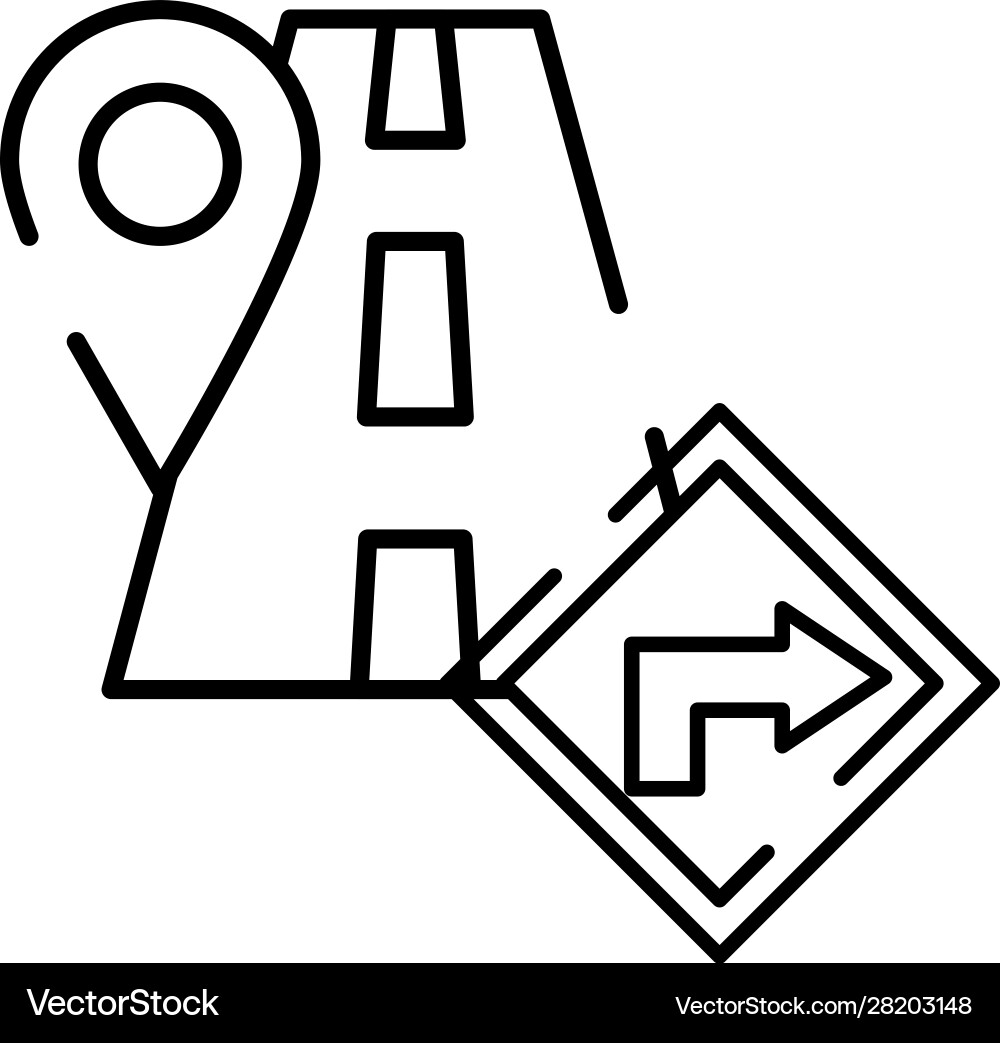 Pin pointer location guide with road Vector Image