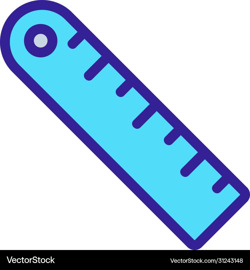 Ruler with rounded end icon outline Ruler with rounded end icon outline Vector Image