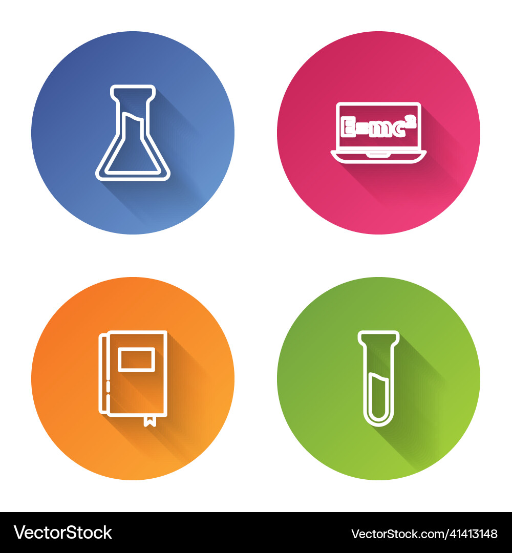 Set line test tube and flask equation solution Set line test tube and flask equation solution vector image