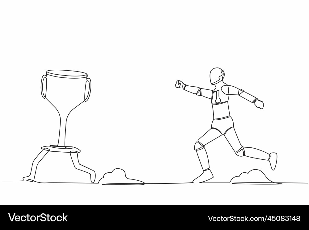 Single continuous line drawing robot trying Single continuous line drawing robot trying vector image
