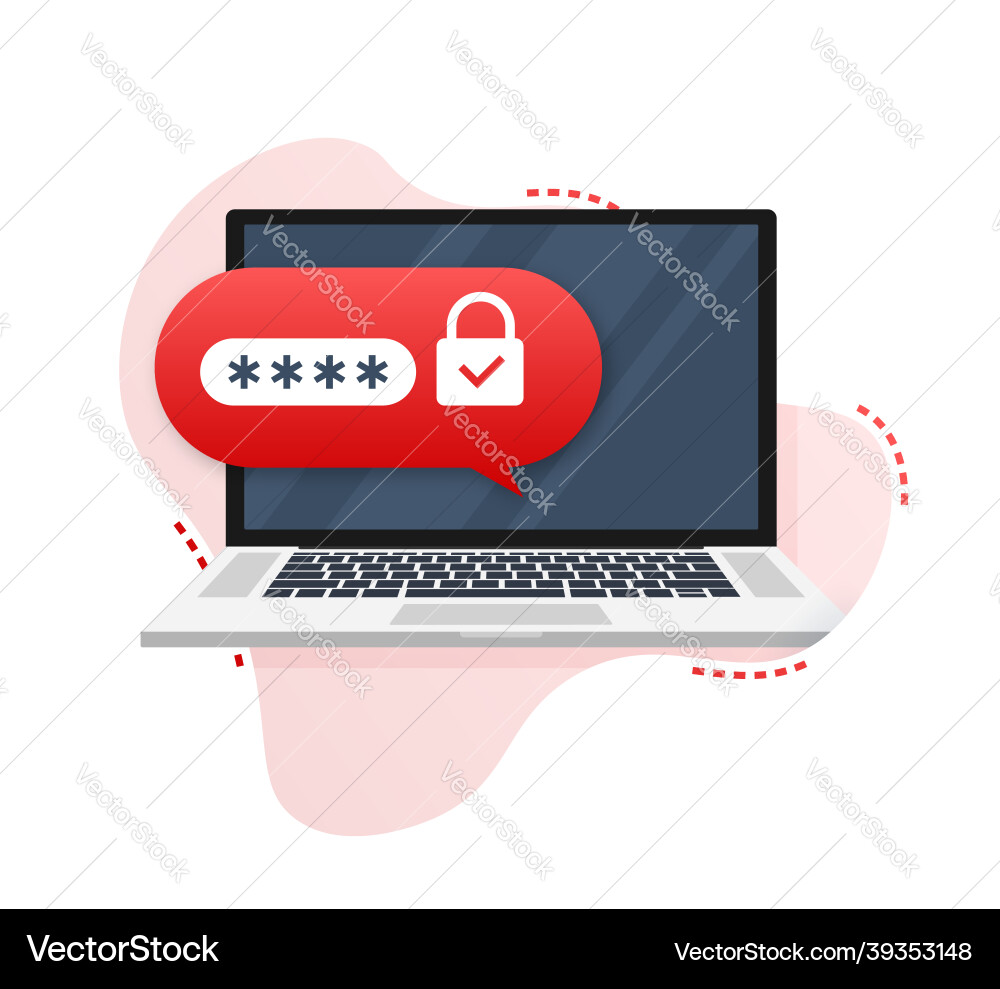 Successful web browser login page on laptop screen Vector Image
