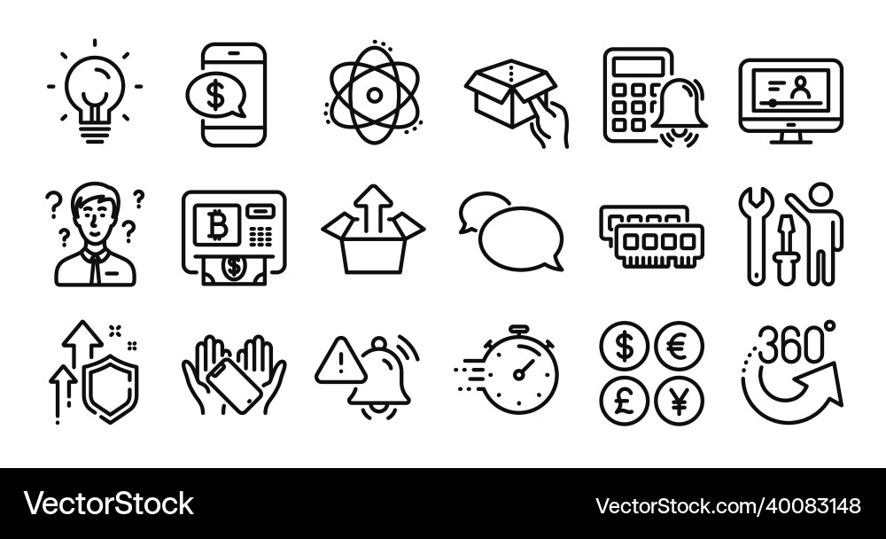 Support consultant attention bell and timer line Support consultant attention bell and timer line vector image