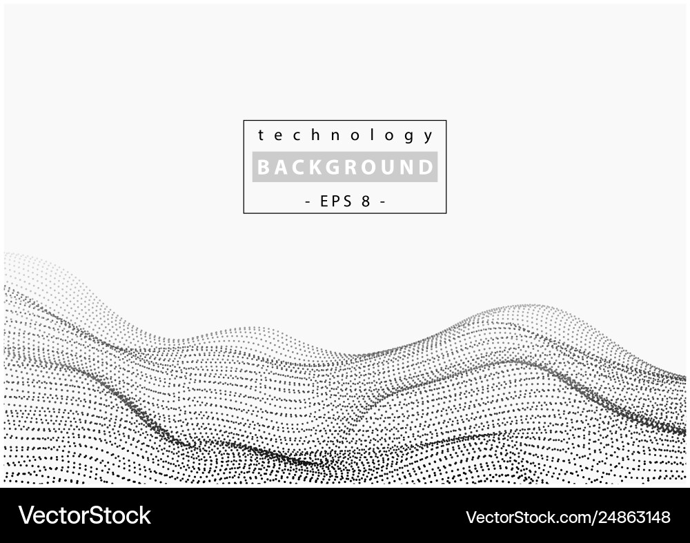 Tech Wave Background - Dots & Networks vector image