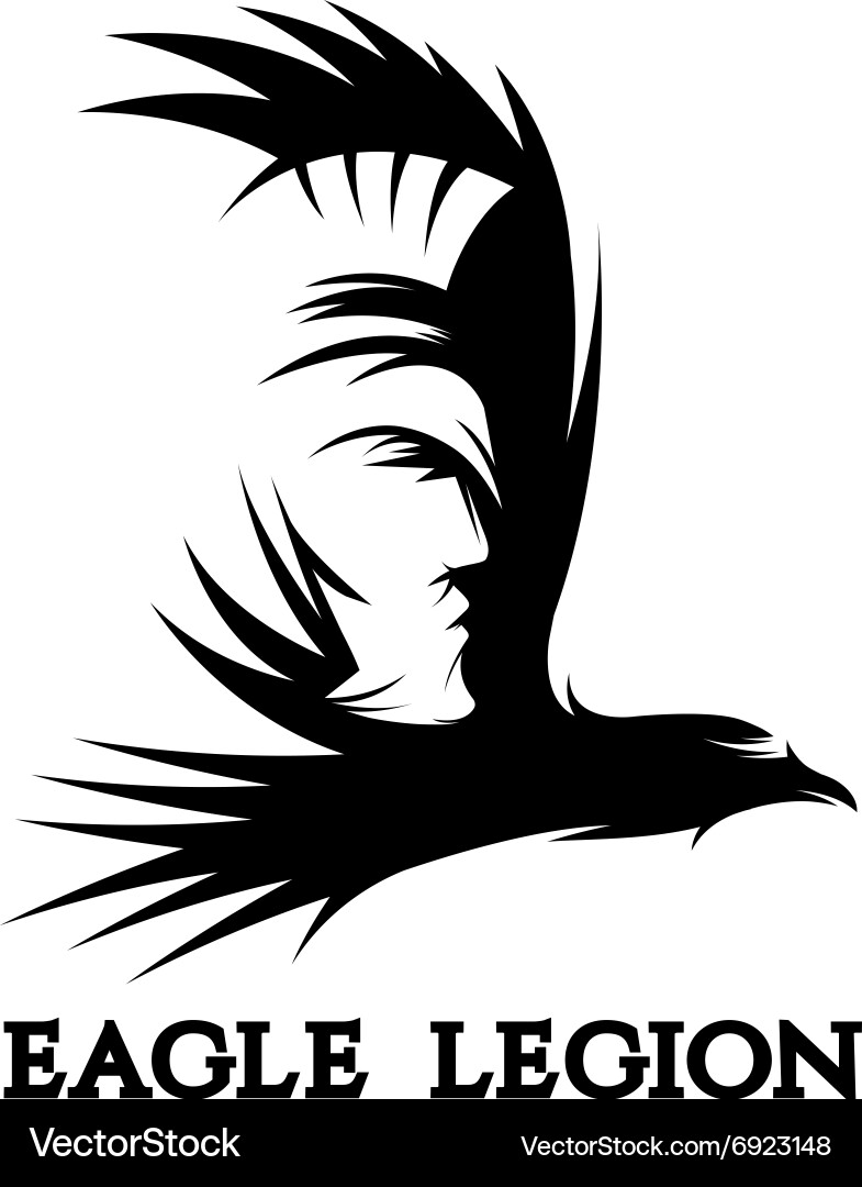 Warrior Eagle Head - Negative Space Vector Image