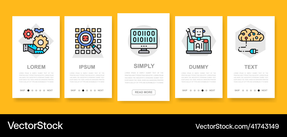 Artificial intelligence mobile app screens set vector image