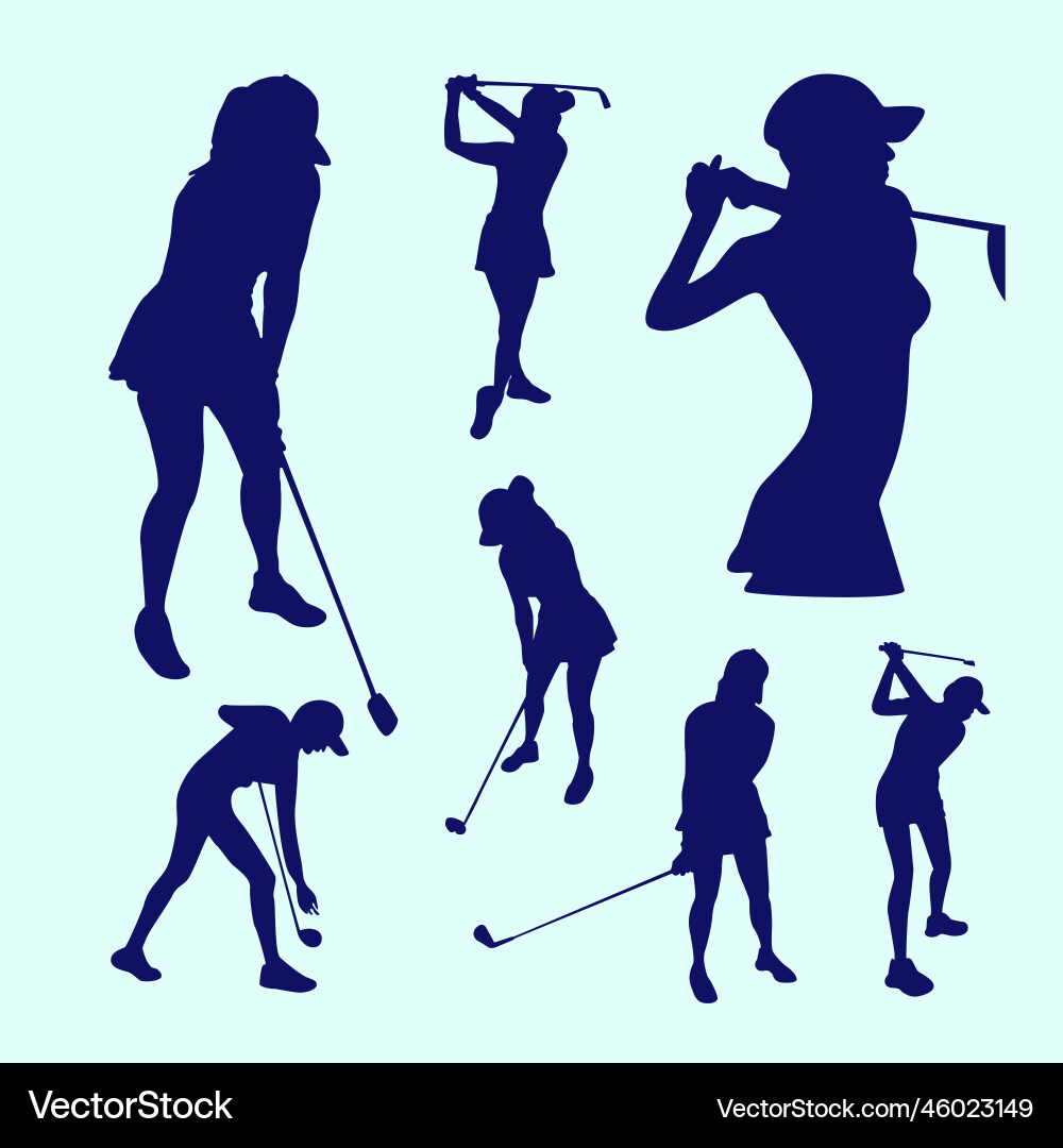 Blue Female Golfer Silhouette – Royalty-Free Vector | VectorStock, image size:1000x1080