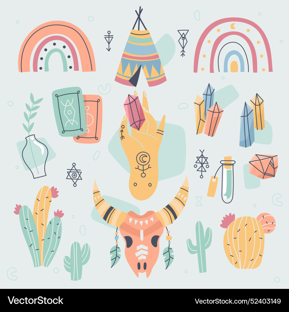 Boho element set Vector Image