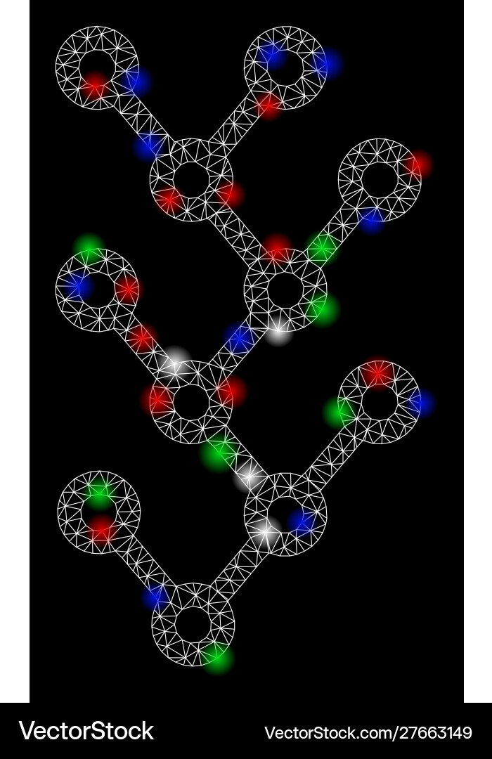 Bright mesh network binary tree with flare spots Bright mesh network binary tree with flare spots vector image