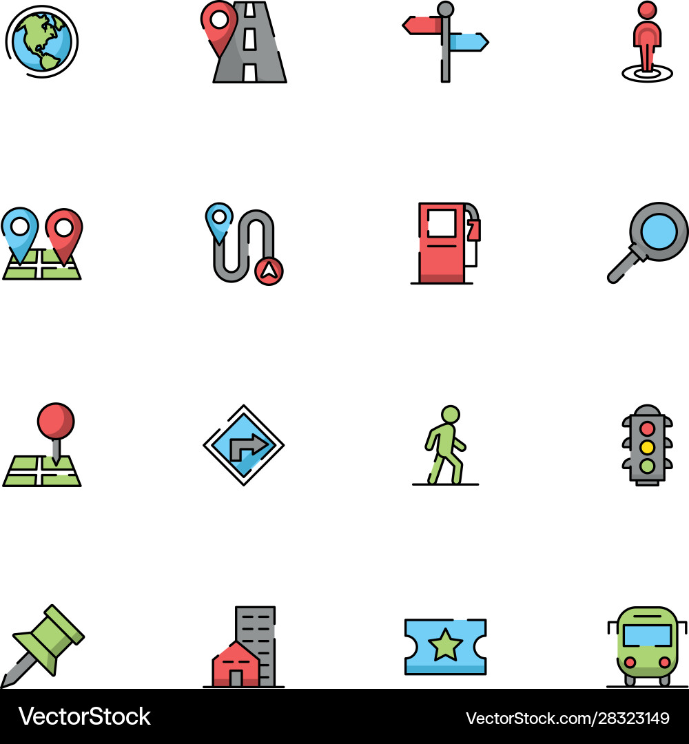 Bundle maps and navigation icons vector image