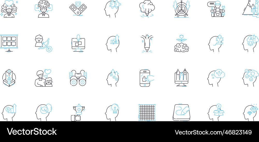 Contemplation linear icons set reflection Contemplation linear icons set reflection vector image