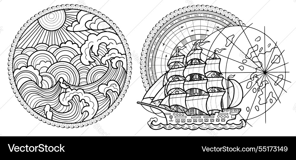 Design set with line art emblems Design set with line art emblems vector image