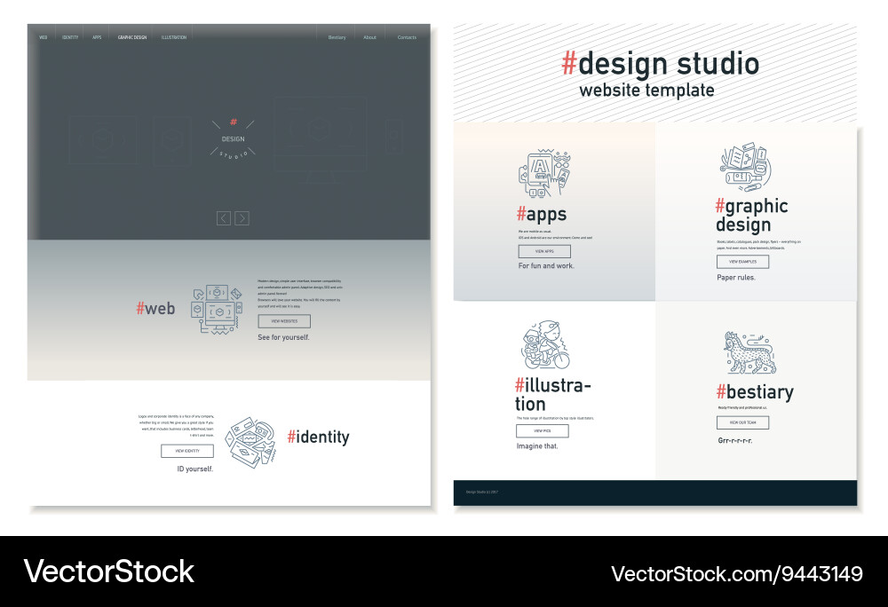 Design studio website template vector image
