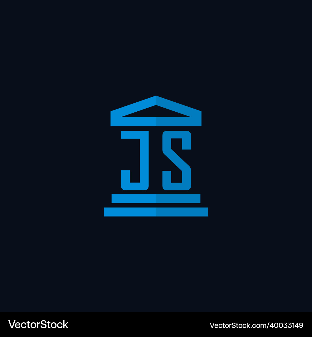 Js initial logo monogram with simple courthouse Vector Image